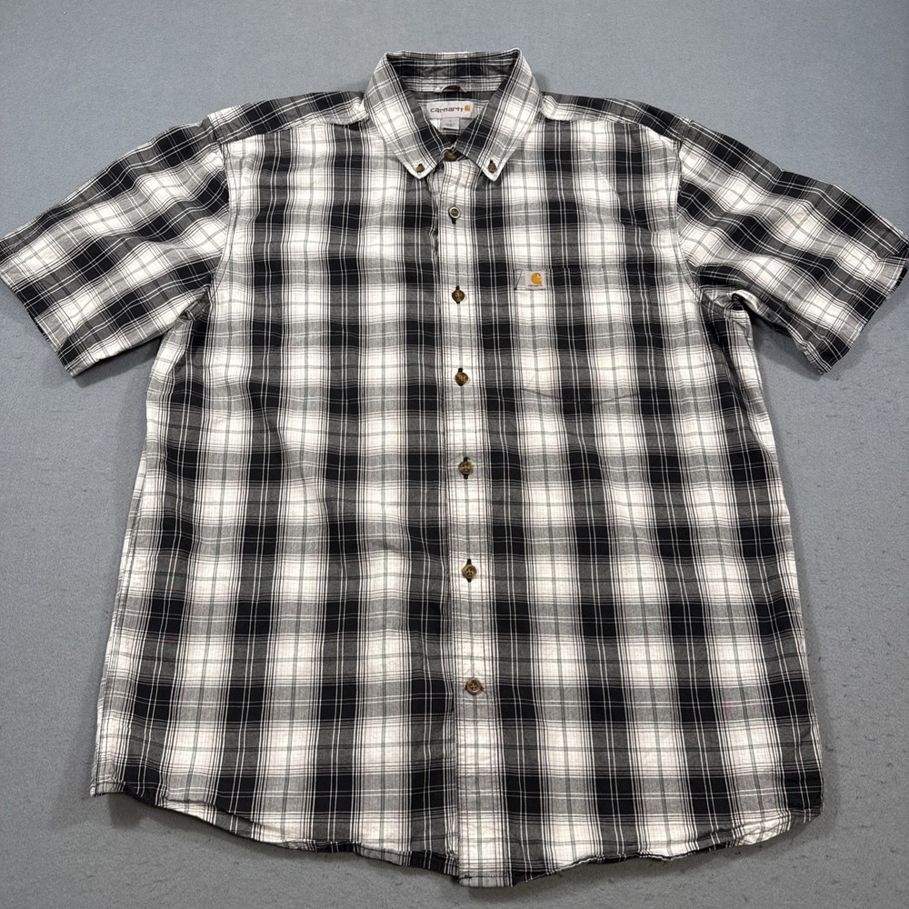 Carhartt Plaid Short Sleeve Shirt Mens L Relaxed Fit Work Utility
